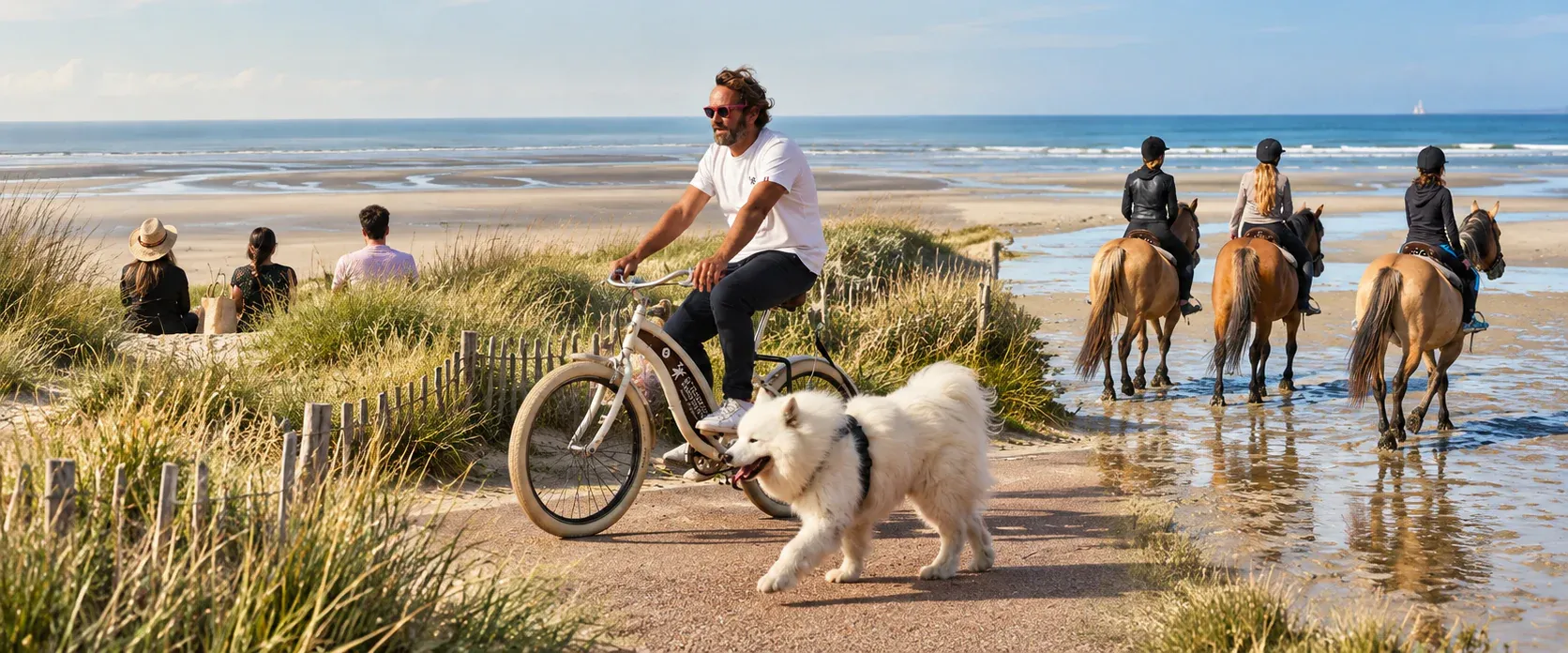 À vélo et à cheval sur la plage du Touquet